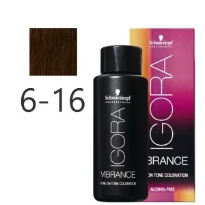 Schwarzkopf - Tonalizador Igora Vibrance 6-16 Rubio Oscuro Ceniza Marrón 60ml Schwarzkopf - Tonalizador Igora Vibrance 6-16 Rubio Oscuro Ceniza Marrón 60ml